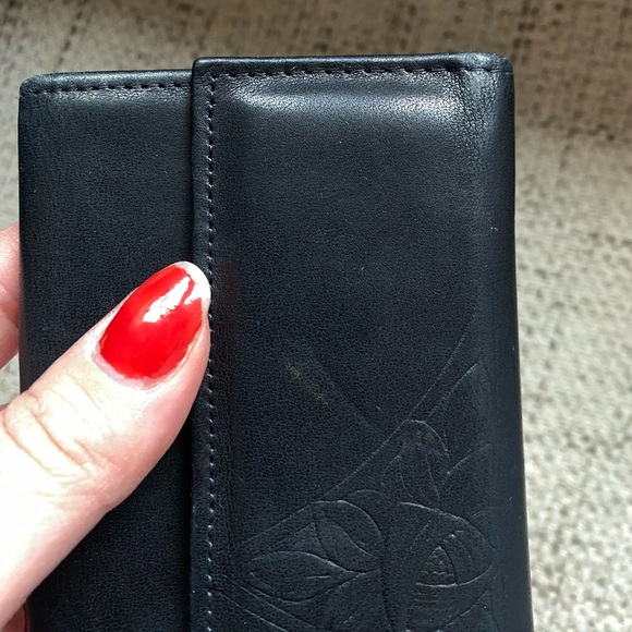 VTG Rolfs Black Leather Floral Wallet - Picture 9 of 12